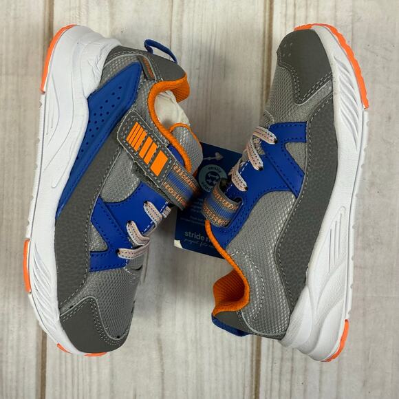 Stride Rite Made2Play Gray Blue Orange Sneakers Shoes Boys Size 12 Wide - Picture 3 of 5